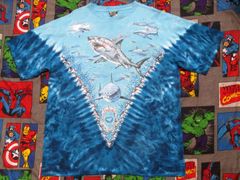 LIQUID BLUE 鮫 両面プリント タイダイTシャツ L USA古着