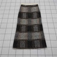 ◇ ⊆ カプリシューレマージュ チェック柄 ロング丈 タイト ニット スカート サイズF ブラウン系 レディース E  【1509180005519】
