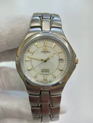 【中古品】 CITIZENシチズン ATTESAアテッサ Eco-Driveエコドライブ 腕時計 ソーラー シルバー×ゴールド 白文字盤 時計 現状品