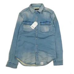 アズールバイマウジー AZUL by moussy デニムジャケット ヴィンテージ ダメージ加工 ウォッシュ加工 長袖 ライトインディゴ M メンズのサムネイル