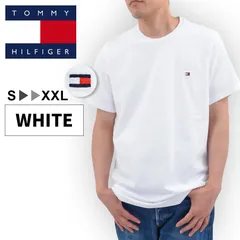 TOMMY HILFIGER トミーヒルフィガー Tシャツ メンズ ワンポイント ロゴ刺繍  クルーネック トップス  白 09T3139【新品・正規品】