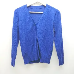 ◇ KURICA Vネック 生地薄手 前ボタン閉め 長袖 カーディガン 表記なし ブルー レディース E  【1308290049587】