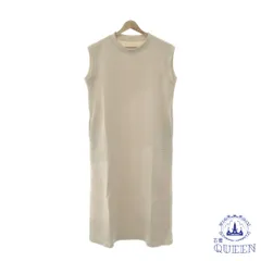 ☆美品☆ ワンピース Iライン きれいめ シンプル ノースリーブ ひざ丈 レディース ホワイト 38 綿 レーヨン 901-6093 送料無料 古着