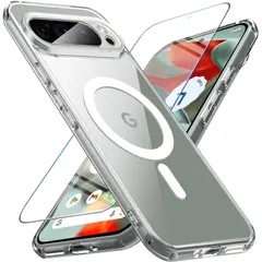 【ガラスフィルム付き・MagSafe対応】 Pixel9 Pro XL XL ケース 透明 黄ばみなし マグネット搭載 ケース マグセーフ対応 グーグル ピクセル9 Pro プロ XL ケース 全面保護 BESINPO 耐衝撃 レンズ保護 薄型 軽量 9 指紋のサムネイル