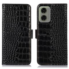 【新着商品】G24 / G04 用 ケース 手帳型 本革 Moto ワニ柄 Moto G24 / G04 牛革 財布型 (モトローラ) 鰐柄 クロコダイル柄 耐衝撃 [RFIDブロッキング] カード収納 マグネット式ボタン 横置きスタンド機能 Motorola