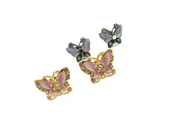 ANNASUI アナスイ バタフライモチーフ ラインストーン ピアス アクセサリー4点セット レディース ゴールド系×シルバー系 DJ6384