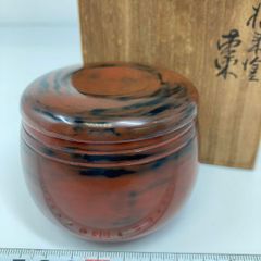 八雲塗 丹後屋漆器店 渓石之印 木製研出 松図 螺鈿細工 中棗 漆製