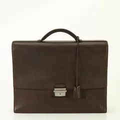 ■美品■カルティエ■レザー■ビジネス バッグ■書類鞄 ブリーフケース トート 通勤 ブラウン シルバー 金具 A4 メンズ AET 0925-E28【中古】のサムネイル