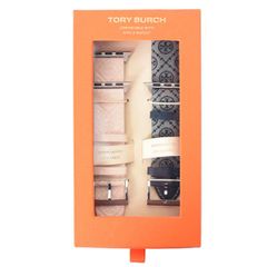 トリーバーチ アップルウォッチ 替えバンド TORY BURCH レザー ジャガード applewatch スマートウォッチ 時計 専用 ストラップ バンド 2本 セット 交換 ベルト クリーム×ネイビー TBS0090