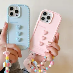 かわいい3Dポルカドットラブハートソフト衝撃吸収iPhoneケース 16 15 14 Pro Max 16 15 14 Plus用、愛らしいドーパミンベアブレスレット