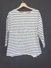 ◇ Θ UNITED ARROWS ユナイテッドアローズ ボーダー柄 七分袖 カットソー サイズF ホワイト ブラック レディース E  【1507010009188】