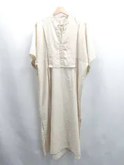 ◇ ⊂ Lowy by CORNERS 半袖 ひざ下丈 ワンピース サイズM ライトベージュ レディース E  【1504240003993】