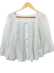 【送料無料】【新品未使用】ミッシュマッシュ MISCH MASCH 長袖 ノーカラー プリーツ シャツ ブラウス 緑系 Mサイズ2 ■L27026SSS23-50（2）6/22