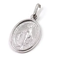 ウノアエレ UNOAERRE K18WG 聖母マリア メダイ ペンダントトップ 小 1.0g 750WG 楕円 NJ 未使用品