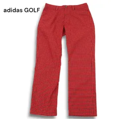 adidas GOLF アディダス ゴルフ 秋冬 ロゴ刺繍★ 裏起毛 防風 ギンガムチェック スラックス パンツ Sz.82 メンズ