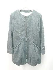 ■ JEANASIS ジーナシス 起毛 裏地 ジップアップ 秋冬物 シンプル オシャレ 長袖 コート サイズF グレー レディース E  【1309250035251】