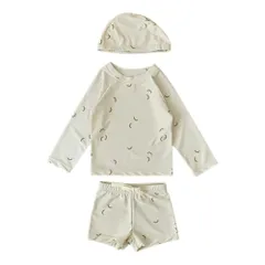 ☆ バナナ ☆ 120cm ☆ 水着 セパレート 男の子 3点セット 水着 帽子付き 男の子 3点セット 長袖ラッシュガード スイムパンツ 長袖 ラッシュガード パンツ セパレート 子ども用水着 子供用水着 スイムウェア 帽子 セット ぼうし