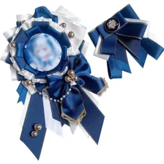 【人気商品】YUYAKESHI 缶バッジ用ロゼット バッジ用 痛バッグ 飾り 手作りロゼット リボン 痛バッグ装飾 缶バッジ 痛バ ロゼット グッズ レトロ 同じ色のリボン（ダークブルー15）