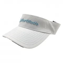 【超美品】テーラーメイド サンバイザー 白×ライトブルー 立体ロゴ フリー(55-57cm)  ゴルフウェア 2023年モデル TaylorMade