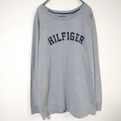 トミーヒルフィガー　ロンT　長袖カットソー　メンズXL　ラグラン　グレー　綿