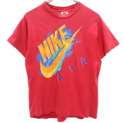 ナイキ 90s USA製 オールド 銀タグ プリント 半袖 Tシャツ M（10/12） レッド NIKE キッズ 古着 【240511】 メール便可