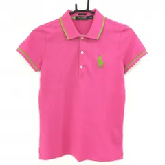 【超美品】ポロゴルフ ラルフローレン 半袖ポロシャツ ピンク×ライトグリーン ビッグポニー  レディース XS ゴルフウェア Ralph Lauren