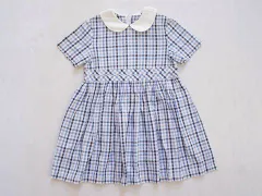 アートレター art Letter アウトレット 子供服 女の子 110cm 半袖 ワンピース チェック 青 フォーマル 受験 面接 通学 通塾 習い事 お教室 春 夏 ★3 ガールズ 女児 キッズ 【中古】 ユーズド リサイクル こども