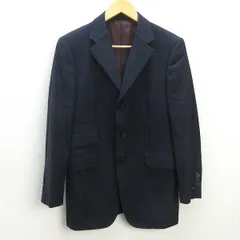 H■バーバリーブラックレーベル/BURBERRY BLACK LABEL ストライプ柄 3Bテーラードジャケット【90-74-165/36R】紺/MENS■90【中古】