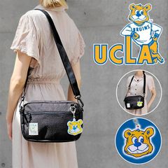UCLA ユーシーエルエー ヨコ型 ショルダーバッグ スクエア ショルダー メンズ レディース 斜めがけ 軽量 ポーチ ラバーチャーム ブラック 黒