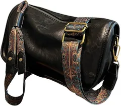 YMSTco クロワッサンバッグ ボディバッグ ハーフムーン ショルダーバッグ エスニック ボヘミアン 民族 斜めがけ ミニマリスト 大容量(ブラック,  幅27cmx高さ16cmx厚さ10cm)