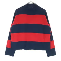 Ray Beams レイビームス バイカラー ボーダー柄 長袖 ハイネック ニット ネイビー系 レッド レディース 古着