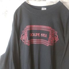 ビンテージロンT☆　USA古着　ブラック　テキストプリント　M　C26