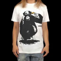 オリジナル Tシャツ ビッグ プリント ドルク DOLK バナナ ピストル チンパンジー バンクシー風 Tシャツ S M L XL タイト ジャスト 大きい ビッグ オーバーサイズ メンズ レディース ユニセックス ピンククリーム