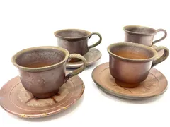 備前焼　猫カップ&ソーサー 備前焼 猫カップ&ソーサー 美術品・アンティーク・コレクション