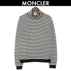 モンクレール MONCLER ロゴワッペン ハイネックセーター ボーダー ハイゲージメンズ　MAGLIA TRICOT LUPETTO 中古 サイズ M コンディション C
