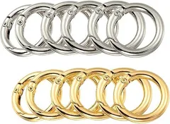 【在庫処分】【LEISURE CLUB】丸型カラビナ キーホルダー 丸カン 金具 ナスカン マルカン付き ゴールド シルバー各6個入り 合計12個 キーリング 回転フック 丸カン付き キーホルダーパーツ ハンドメイド アクセサリーパーツ 手作り 手芸用