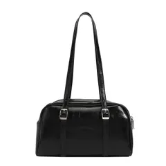 [Lapimou] 横長バッグ ボストンバッグ ハンドバッグ 肩掛けバッグ ショルダーバッグ ワンショルダーバッグ バッグ レディース 斜めがけ 横長 シルバー a4 大きめ 大容量 人気 トレンド おしゃれ かわいい パーティ (ブラック) [ブラック]