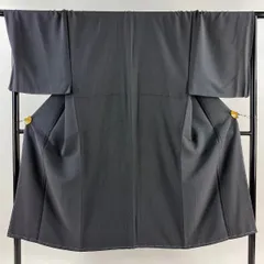 男着物 身丈134cm 裄丈71cm S 袷 お召重兵衛 幾何学 墨色 正絹 名品 【中古】