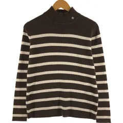 古着 ラルフローレン Ralph Lauren LAUREN ローレン ボーダー柄 リブ編み ハイネック コットンニットセーター レディースXL相当/eaa509717