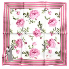 未使用 22aw ディオール DIOR ローズ ロゴ スカーフ 薔薇 花柄 バンダナ チーフ 