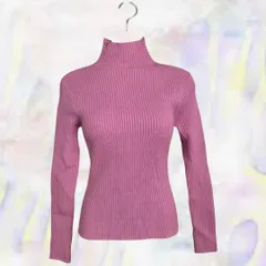 GRL　グレイル　ニット　ピンク　レディース　セーター　リブ　長袖　七分袖　ハイネック　伸縮性あり　シンプル　ベーシック　くすみカラー