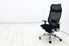 バロンチェア 中古 2018年製 オカムラ Baron ブラック 可動肘 エクストラハイバック 固定ヘッドレスト 中古オフィス家具 座クッション 【A000003532】