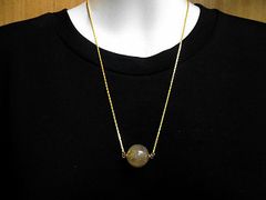 天然石 金針ルチルクォーツ丸玉ネックレス (ペンダント)　　250720258