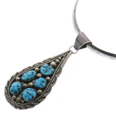 INDIAN JEWELRY (インディアンジュエリー) ナバホ族 ターコイズ付ペンダントトップ シルバー