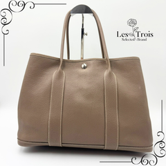 エルメス HERMÈS HERMES ガーデンパーティ PM □O ネゴンダ レザー エトゥープ Etoupe グレージュ系ブラウン 茶 ハンドバッグ トートバッグ2025-018