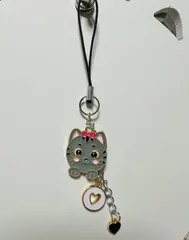 女の子猫ケータイストラップ ♡白♡黒