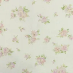 S-781 YUWA花柄　生成り×ピンク　１ｍ