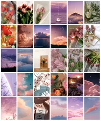 ［ドナリー］おしゃれで可愛い ポストカード 30枚セット はがきサイズ 北欧 韓国 海外 インテリア 雑貨 ミニポスター (ピンク) [ピンク]