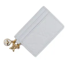 ルイ ヴィトン カードケース ポルト カルト LV チャーム 名刺入れ 定期入れ パスケース モノグラムアンプラント ライトブルー レザー ゴールド金具 M13649 箱付 LOUIS VUITTON（未使用　展示品）