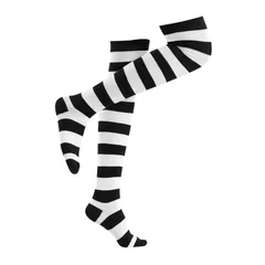 ハイソックス　白黒　欧米の刑務所風白黒ストライプのニーソックス   ゼブラ柄のストッキング  コスプレアニメワイドボーダーニーソックス  1足